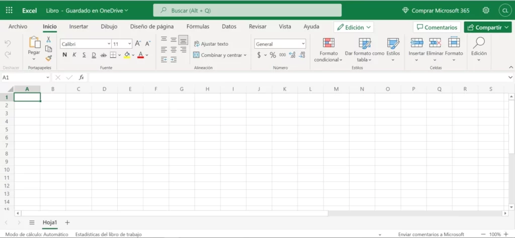 Así se ve Microsoft Excel Gratis en Office.com